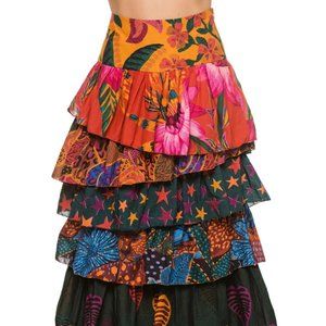 Farm Rio Mixed Prints Layered Maxi Skirt